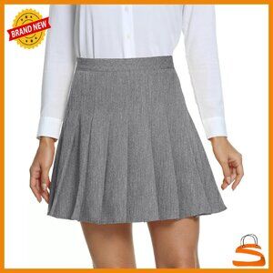 Pleated High Waist School Skirt with Inner Shorts, Soft Fabric, Concealed Zipper